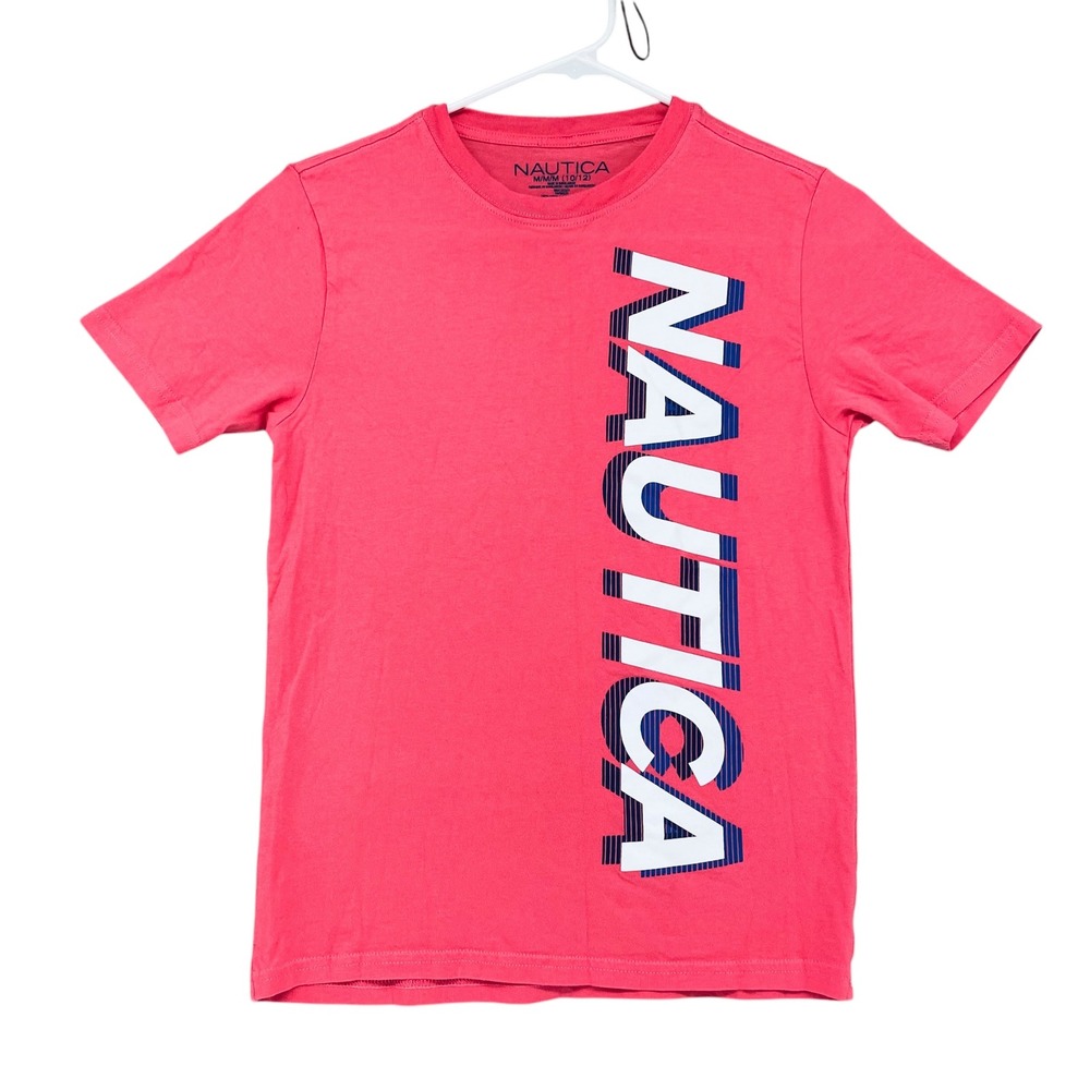 Nautica Graphic T-Shirt Vertical Logo Crew Neck‎ Short Sleeve Top M 10 - 12